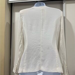 Armani Exchange Cream Fitted Long Sleeve Blouse